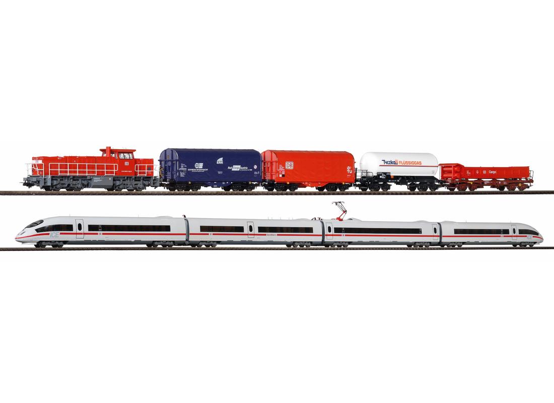 PIKO 59114 Премиум  цифровой стартовый набор"Два состава скоростной поезд ICE3 и грузовой поезд G1206